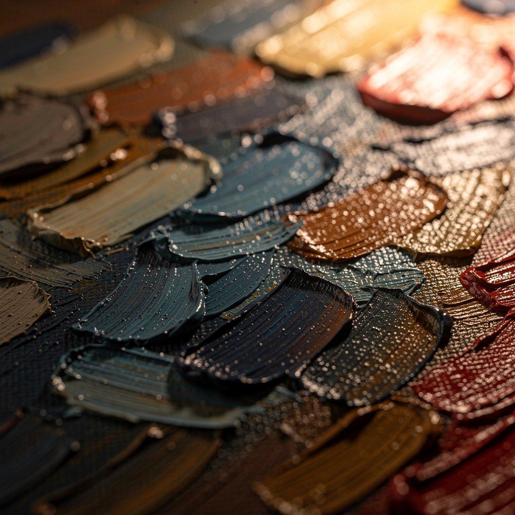Professional oil painting close-up, brushstrokes and texture